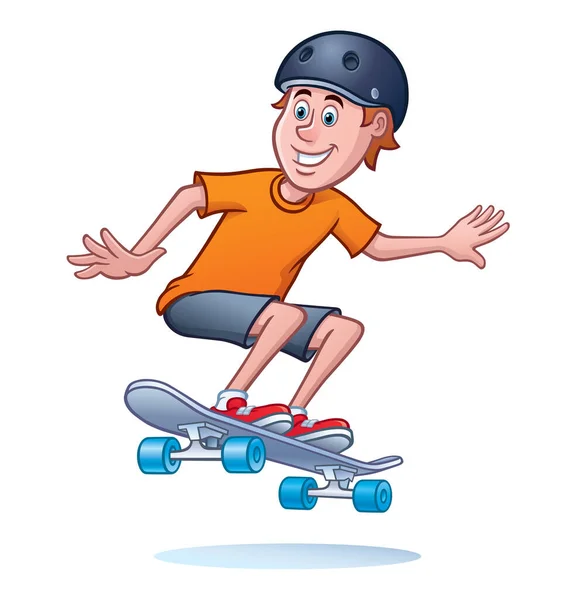 Skateboarding Teenage Boy Having Fun His Skateboard Making Small Jump — Stock Photo, Image