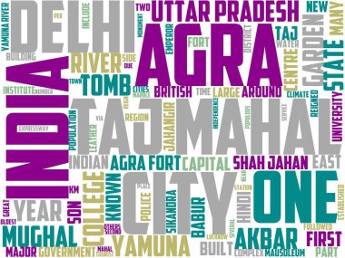 agra tipografisi, kelime bulutu, kelime sanatı, agra, Hindistan, mimari, seyahat, turizm