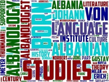 Arkaplanda Arnavutlar için tipografi tasarımı çizimi.