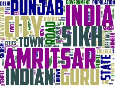 amritsar tipografisi, kelime bulutu, kelime sanatı, amritsar, Punjab, mimari, dönüm noktası, seyahat