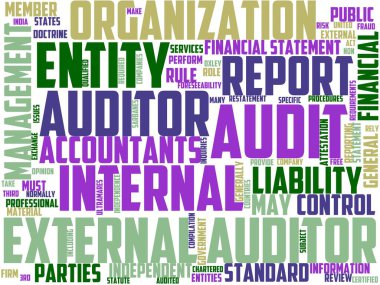 Denetim yöneticisi tipografi, kelime bulutu, sözcük sanatı, denetim, iş dünyası, yönetim, teknoloji, muhasebe