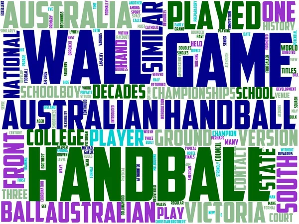 Australian Handball Typography Wordcloud Wordart Australian Calcio Sport Australia Pallamano — Foto Stock