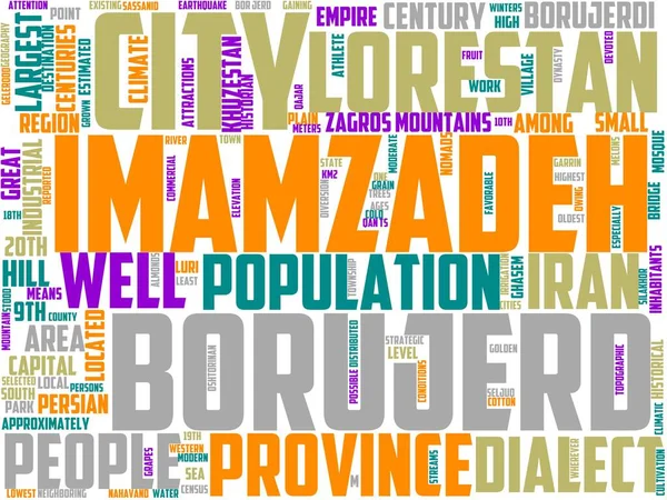 Tipografía Borujerd Wordcloud Wordart Fuente Caída Clímax Iran Borujerd — Foto de Stock