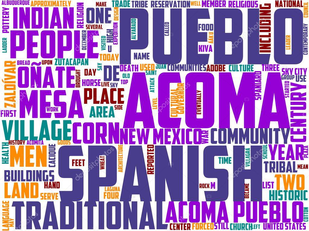 acoma typography, wordcloud, wordart, acoma, usa, new, mexico, sky