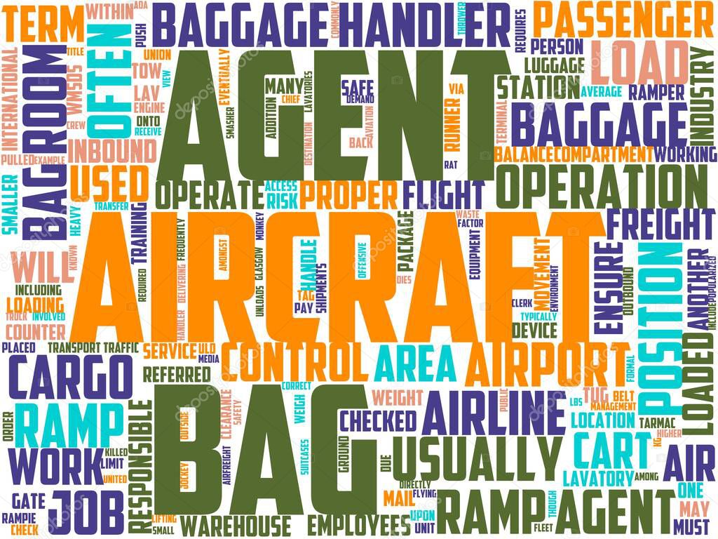 baggage handler typography, wordcloud, wordart, baggage, airport, luggage, travel, handler