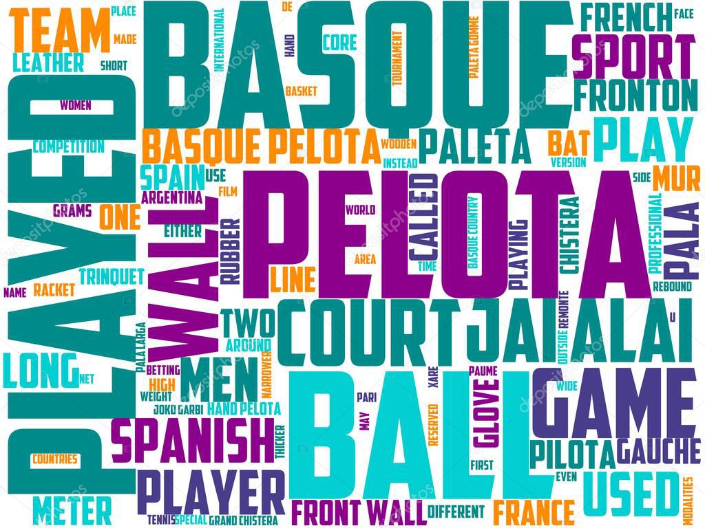 basque pelota typography, wordcloud, wordart, basque, pelota, spain, ball, game
