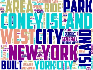 Coney Adası tipografisi, Kelime Sanatı, Kelime Bulutu, Şehir, Seyahat, Sürüş, ny