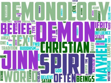 Demonoloji tipografisi, kelime sanatı, kelime bulutu, şeytan, ayin, okült