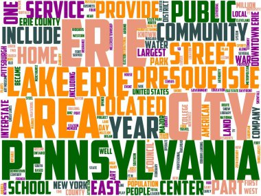 Erie tipografi, kelime sanatı, kelime bulutu, harika, göller, göl, erie