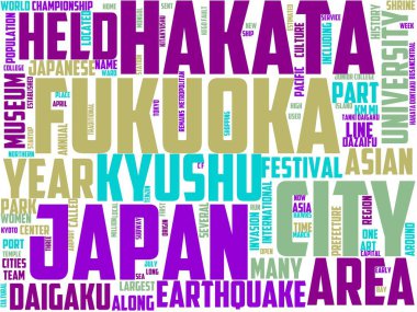 fukuoka tipografisi, kelime sanatı, kelime bulutu, Japonya, Japonca, fukuoka, seyahat