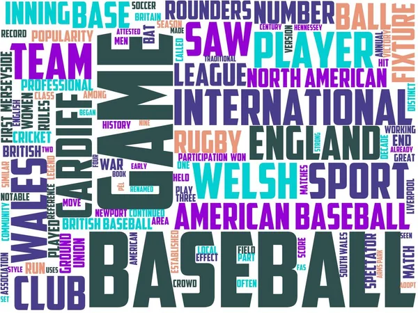 Tipografia Del Baseball Britannico Wordcloud Wordart Britannico Baseball Giocatore Illustrazione — Foto Stock