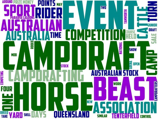 Campdraft Tipografia Wordcloud Wordart Bovini Persone Evento Bestiame Australian — Foto Stock