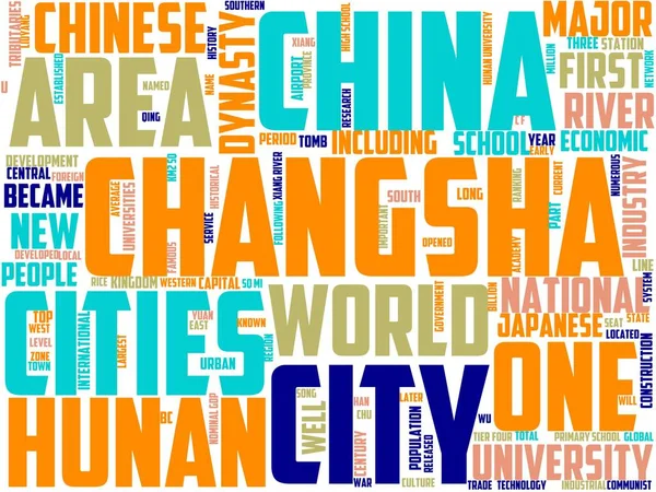 Changsha 타이포그래피 Wordcloud Wordart 차이나 Changsha — 스톡 사진