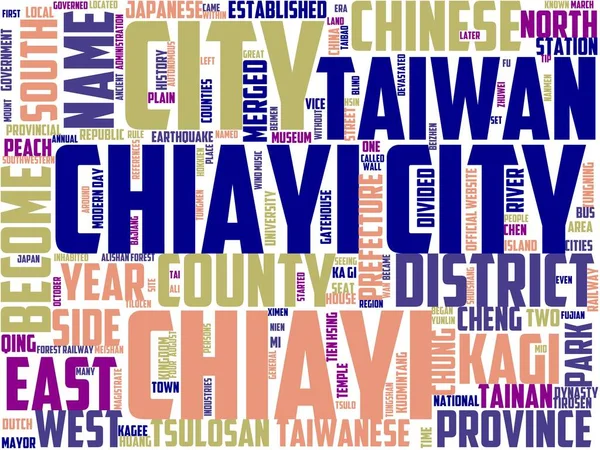 Chiayi Tipografía Wordart Wordcloud Chiayi Taiwan Naturaleza Viajes — Foto de Stock