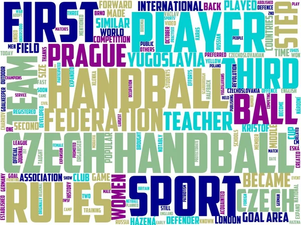 Ceco Tipografia Pallamano Wordart Wordcloud Sport Pallamano Palla Simbolo — Foto Stock