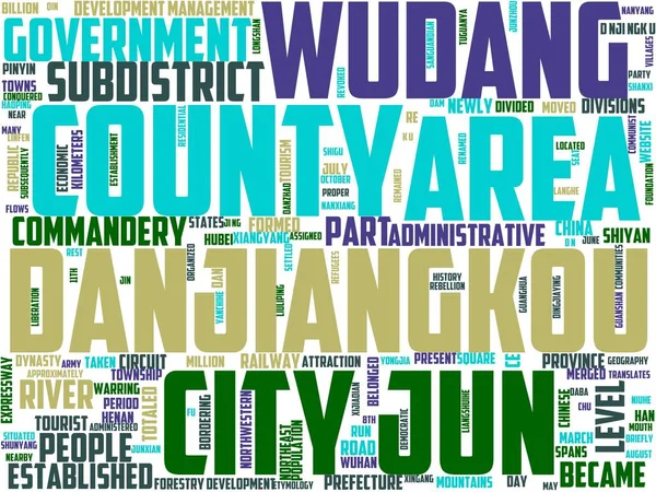 Danjiangkou Tipografía Wordart Wordcloud China Hubei Wudang Montaña — Foto de Stock
