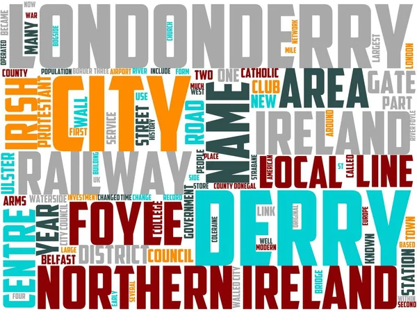 Derry Typography Wordart Wordcloud Derry City Londonderry Ireland —  Fotos de Stock