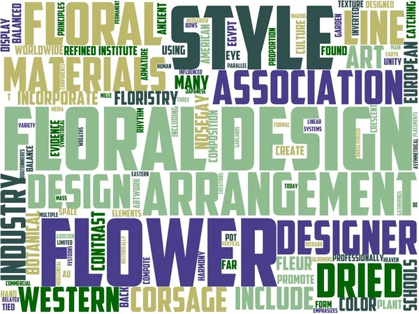 Květinové Aranžmá Typografie Wordart Wordcloud Květinový Růže Květiny Pozadí — Stock fotografie