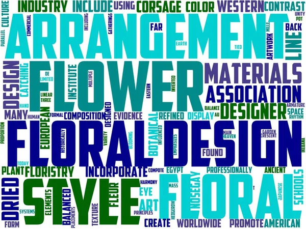 Květinové Aranžmá Typografie Wordart Wordcloud Žena Květina Kytice Parta — Stock fotografie