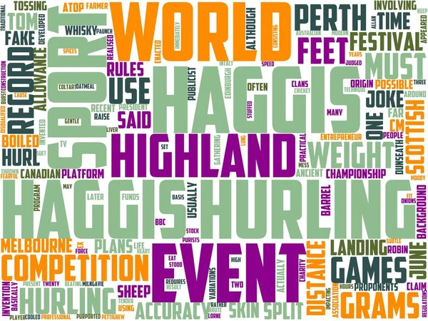 Haggis Hurling Tipografia Wordcloud Wordart Illustrazione — Foto Stock