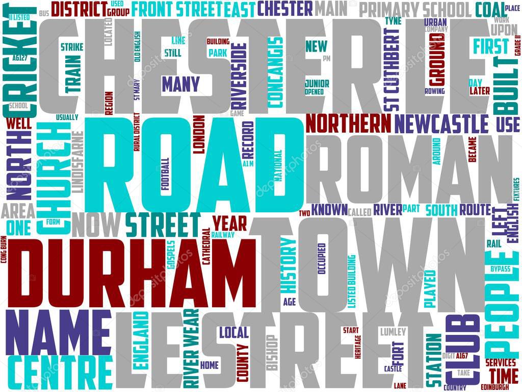 chester le street typography, wordart, wordcloud, street, city, world, travel