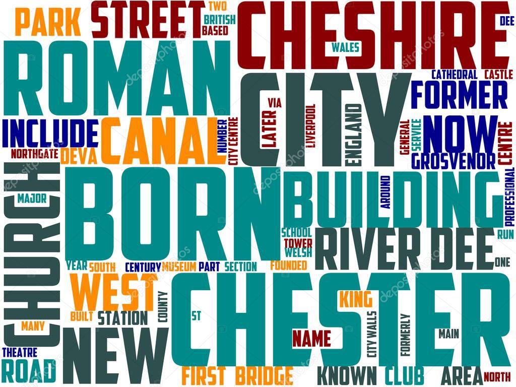 chester typography, wordart, wordcloud, chester, cheshire, england, architecture
