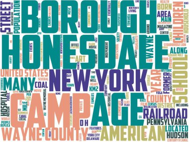 Honesdale tipografisi, söz sanatı, kelime bulutu, Pennsylvania, Honesdale, doğa, geçmiş