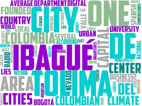 Ibague Typography Wordart Wordcloud Travel Landscape Tourism Outdoor — Foto de Stock