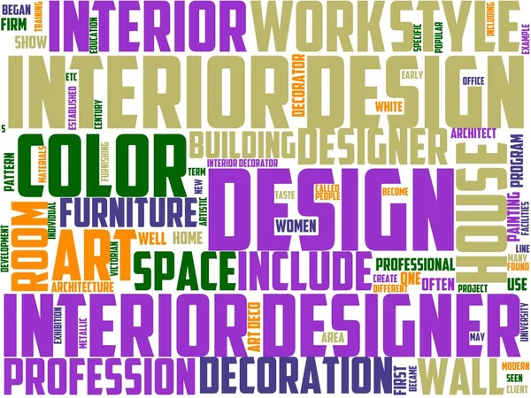 Tipografía Decorador Interiores Wordart Wordcloud Interior Decorador Diseñador Diseño —  Fotos de Stock