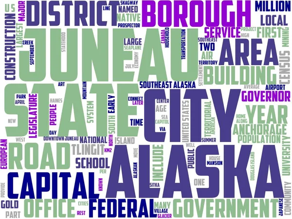 Juneau Typography Wordart Wordcloud Travel Alaska Juneau Landscape — Foto de Stock