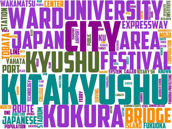 Kakyushu Typography Wordart Wordcloud Japan Travel Landscape Tourism — 스톡 사진