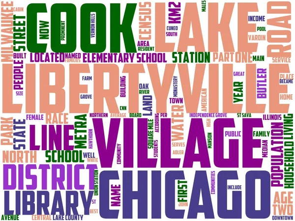 Libertyville Typography Wordart Wordcloud Libertyville Usa Map World — Foto de Stock