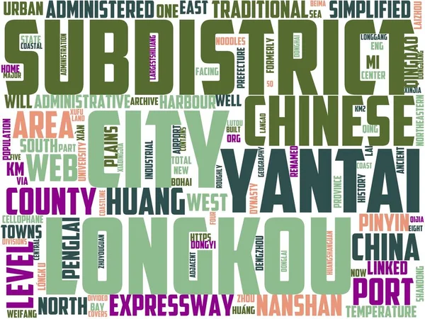 Longkou Tipografía Wordart Wordcloud Chino Longkou Asia China — Foto de Stock