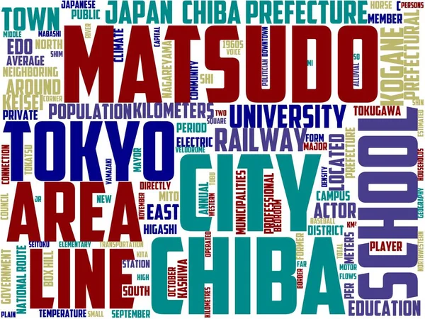 Matsudo Typography Wordcloud Wordart Chiba Prefecture Matsudo Nature — 스톡 사진