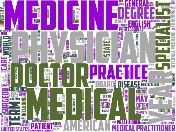 Medical Officer Typography Wordcloud Wordart Medical Health Doctor Medicine — 图库照片
