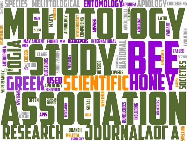 Melittology Typography Wordcloud Wordart Melittology Bee Insect Apis — 图库照片