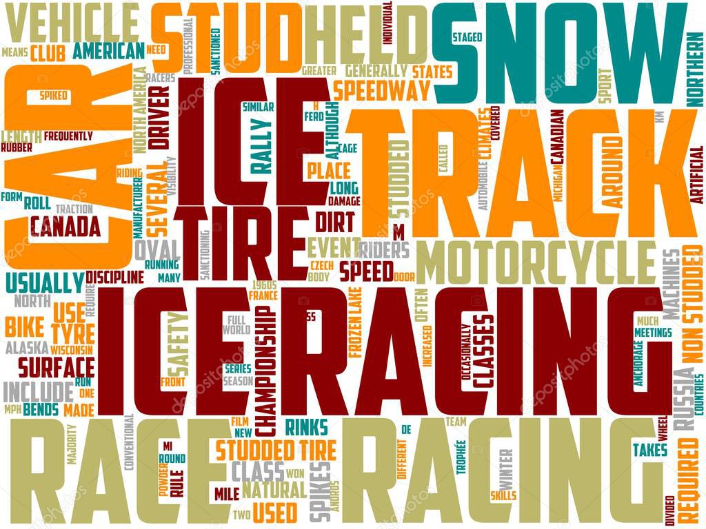 ice racing typography, wordart, wordcloud, ice, winter, race, speed