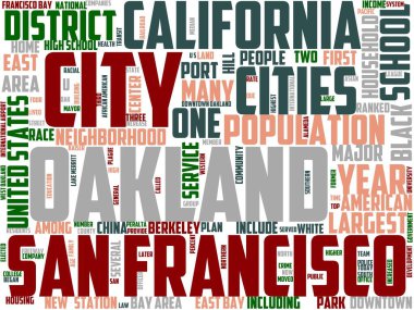 Oakland tipografisi, kelime bulutu, kelime sanatı, Oakland, California, şehir, şehir