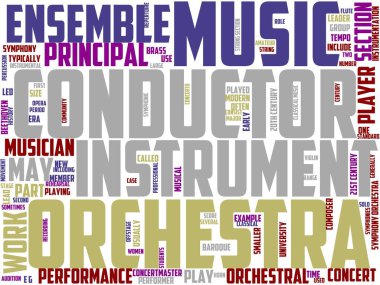 orkestra tipografisi, kelime bulutu, kelime sanatı, klasik, konser, müzik, performans