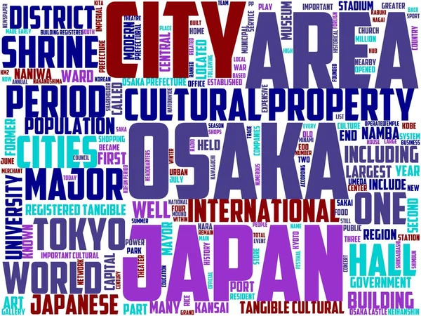 Osaka Typography Wordcloud Wordart Asia Japan Osaka Japanese — 스톡 사진