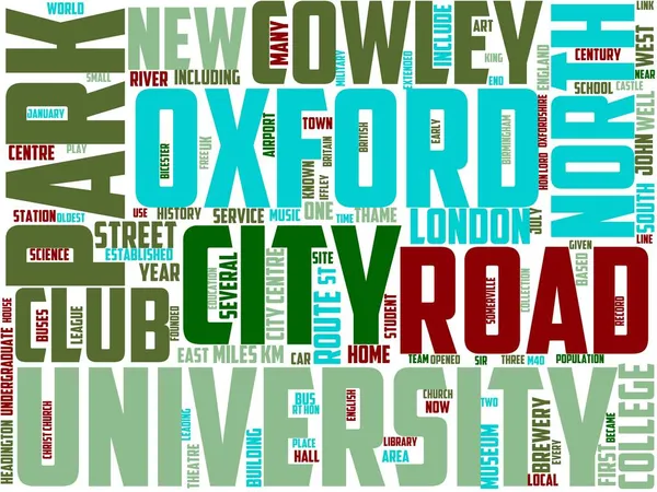 Oxford Tipografisi Kelime Bulutu Kelime Sanatı Oxford Ngiltere Mimari Üniversite — Stok fotoğraf
