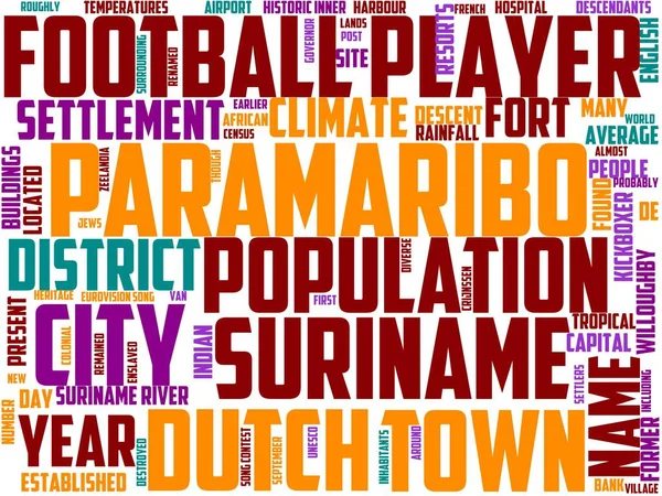Paramaribo Typography Wordcloud Wordart Paramaribo Surinam Travel City — Foto de Stock