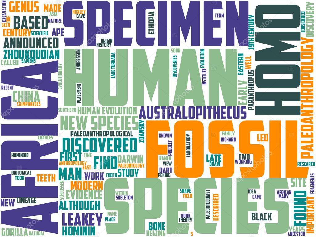 paleoanthropology typography, wordcloud, wordart, anthropology, nature, archeology, africa