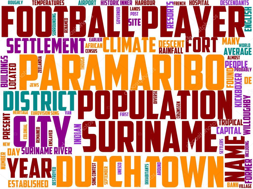 paramaribo typography, wordcloud, wordart, paramaribo, suriname, travel, city