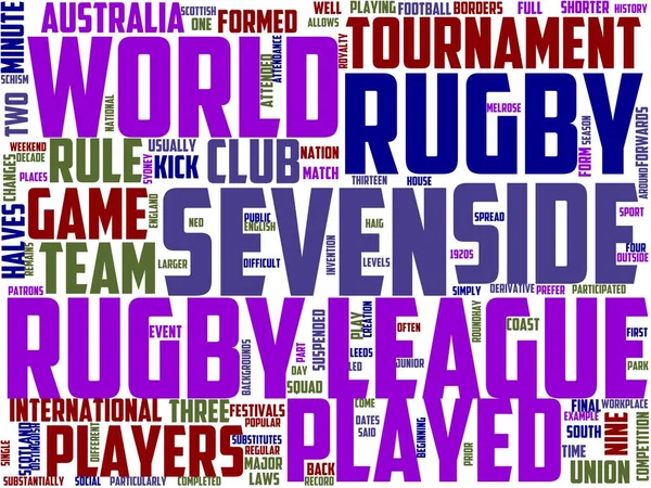 Rugby League Sette Tipografia Wordcloud Wordart — Foto Stock