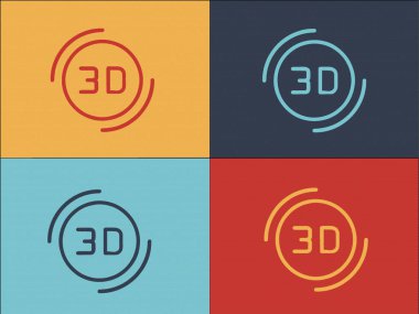 3d Görselleştirme Logosu Şablonu, 3d 'nin Basit Düz Simgesi, Teknoloji, Tasarım