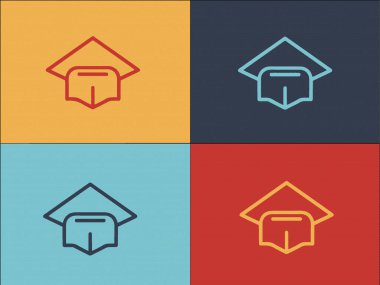 Akademik Şapka Logo Şablonu, Üniversite, Eğitim, Öğrenci Simgesi