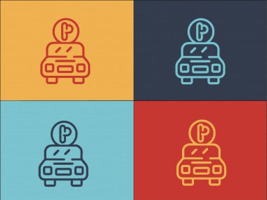 Erişilebilir Otopark Logosu Şablonu, Şehrin Basit Düz Simgesi, Araba, Yol