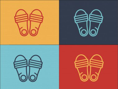 Yardımcı Sandals Logo Şablonu, Basit Düz Sandalet Simgesi, Tarz, Moda
