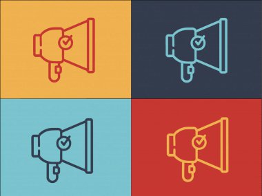 Megaphone Logo Şablonu, Megafonun Basit Düz Simgesi, Simge, İş Simgesi Ekle